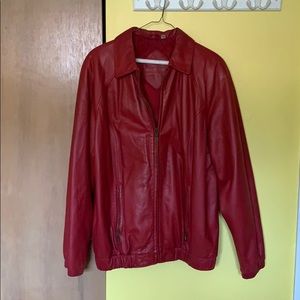 Red Leather Bomber